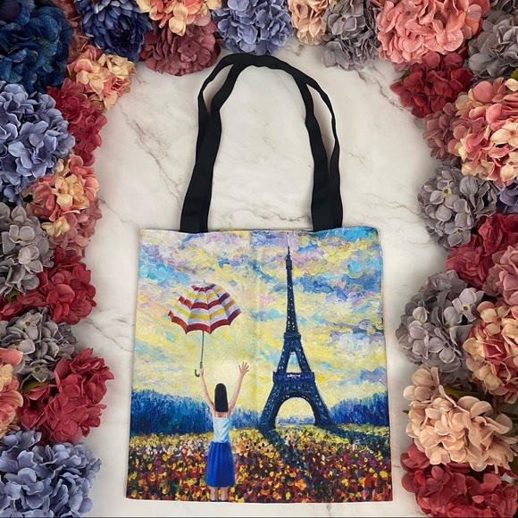 Eco-Friendly Eiffel Tower Paris Folding Tote Bag - Picture 2 of 16
